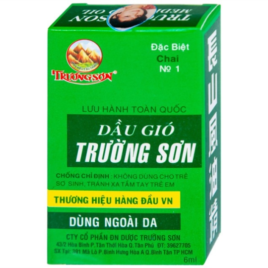 Dầu gió Trường Sơn hỗ trợ giảm đau, cảm, say tàu xe, vết côn trùng cắn (6ml)