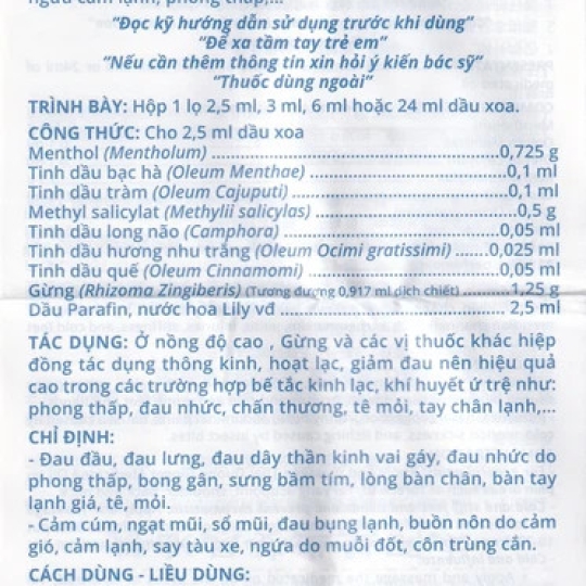 Dầu gừng Thái Dương hỗ trợ giảm đau đầu, đau lưng, đau vai gáy (24ml)