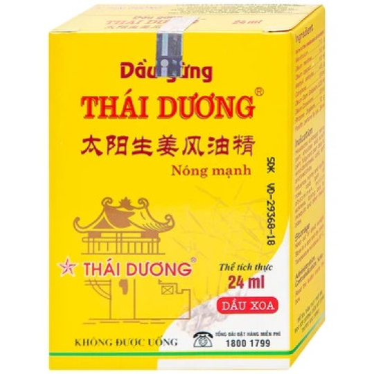 Dầu gừng Thái Dương hỗ trợ giảm đau đầu, đau lưng, đau vai gáy (24ml)