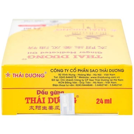 Dầu gừng Thái Dương hỗ trợ giảm đau đầu, đau lưng, đau vai gáy (24ml)