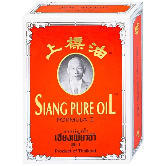 Dầu gió Thái Siang Pure Oil màu đỏ Bertram thông mũi, trị cảm cúm (Hộp 6 Chai 7ml)