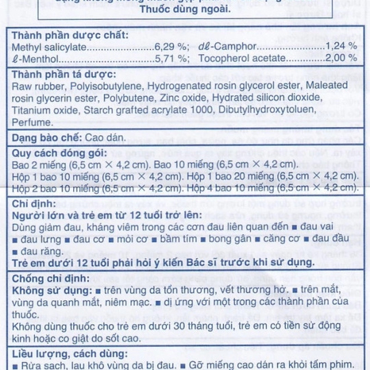 Cao dán Salonpas Hisamitsu hỗ trợ giảm đau, kháng viêm (20 miếng)