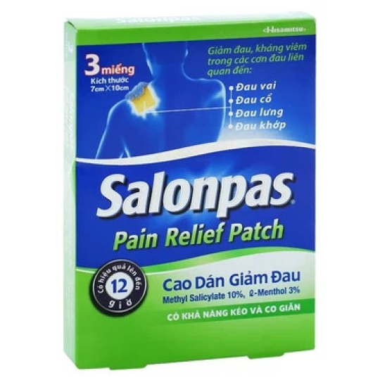 Miếng dán Salonpas Hisamitsu giúp giảm đau vai, cổ, lưng, khớp (5 miếng)